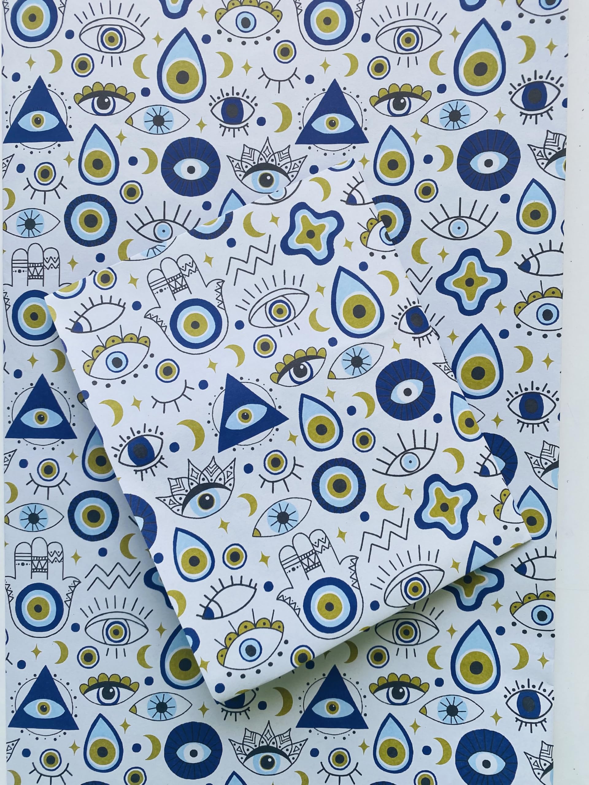 Rp Evil Eye print wrapping paper,white & blue gifting paper,corporate packing paper, decorating paper,gifting paper,trendy packing paper,size 20 x 28 inch,pack of (10/25) (25)-image-14