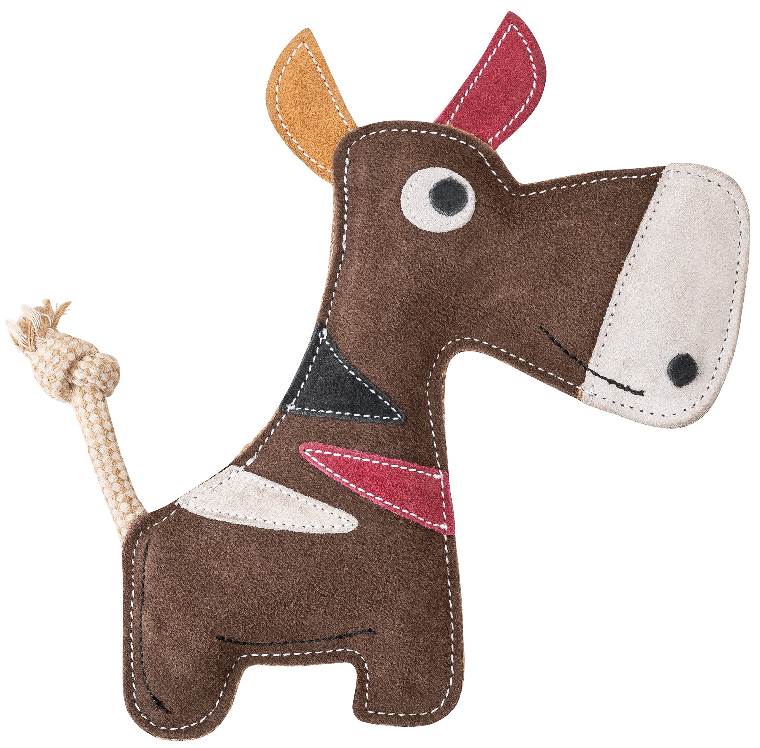 Schnüffelfreunde Dog Toy - Tug Toy Karl - Bull with Tug Rope - Toy for Dogs Made of Leather, brown