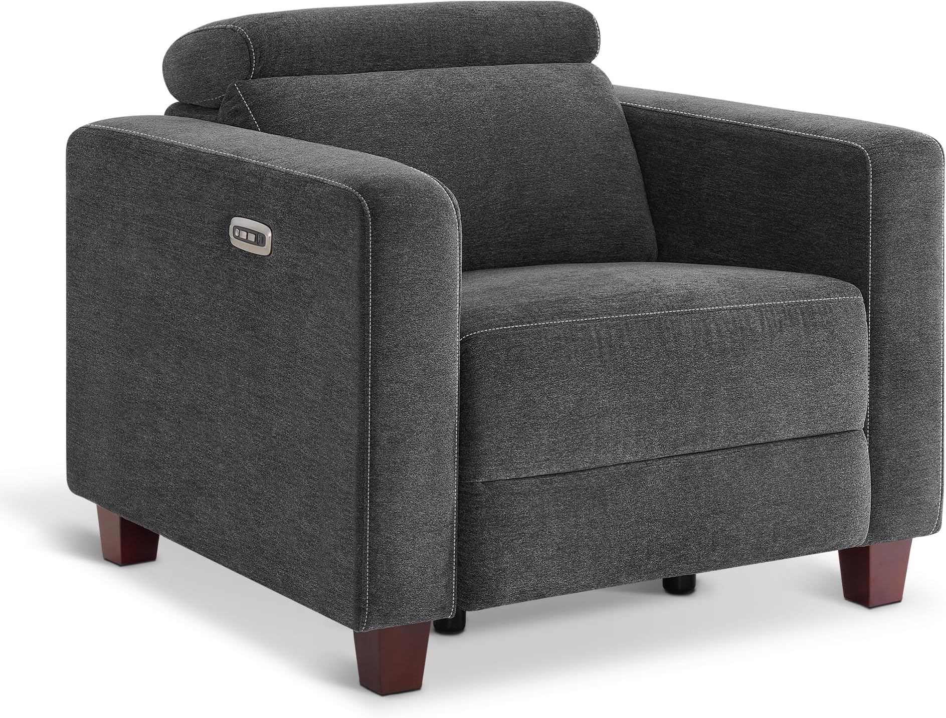Zero Wall Recliner Chair, Wall Hugger Power Recliner Chair with Adjustable Headrest, High Wood Leg, USB & Type C Dual Charge Ports, for Living Room, Small Spaces, HL128 (Textile, Dark Grey)