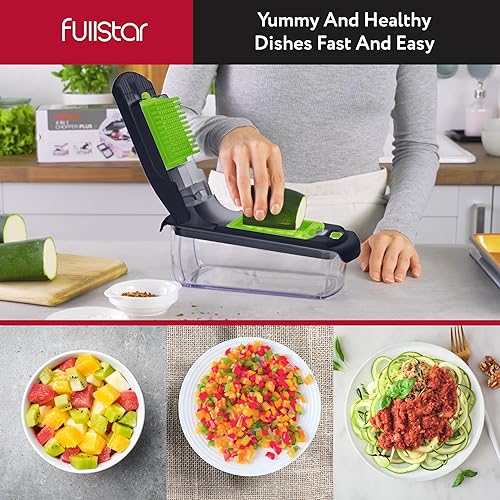 Miniatura 18 de Fullstar The Original Pro Chopper - Picador de verduras y espiralizador, picador de alimentos con recipiente, rebanador de frutas, utensilios