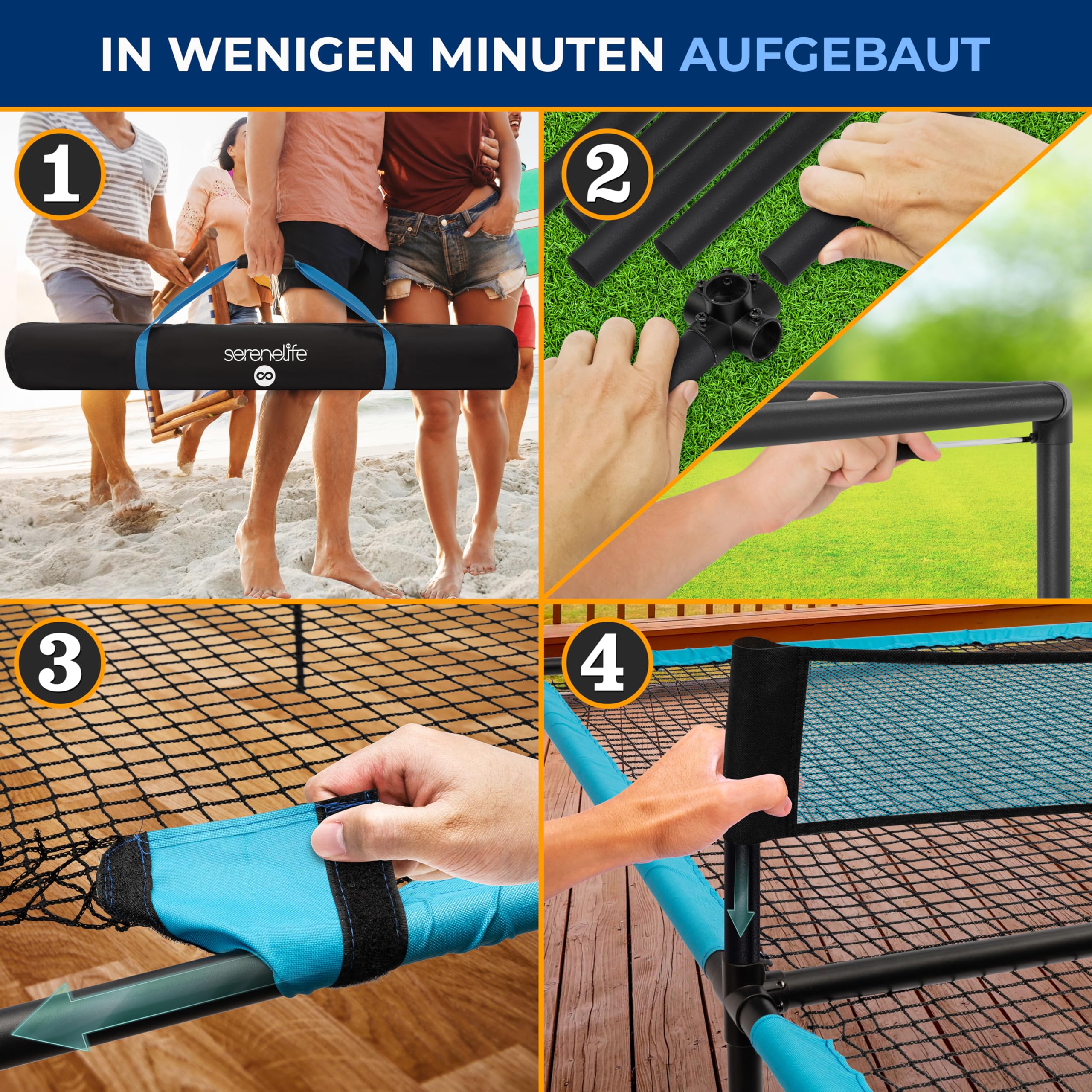 SereneLife Tischtennisplatte, Klappbar & Wetterfest, Ping Pong Tisch für Indoor & Outdoor, Schneller Aufbau, Stabil, Inkl. Netz & Clip Set