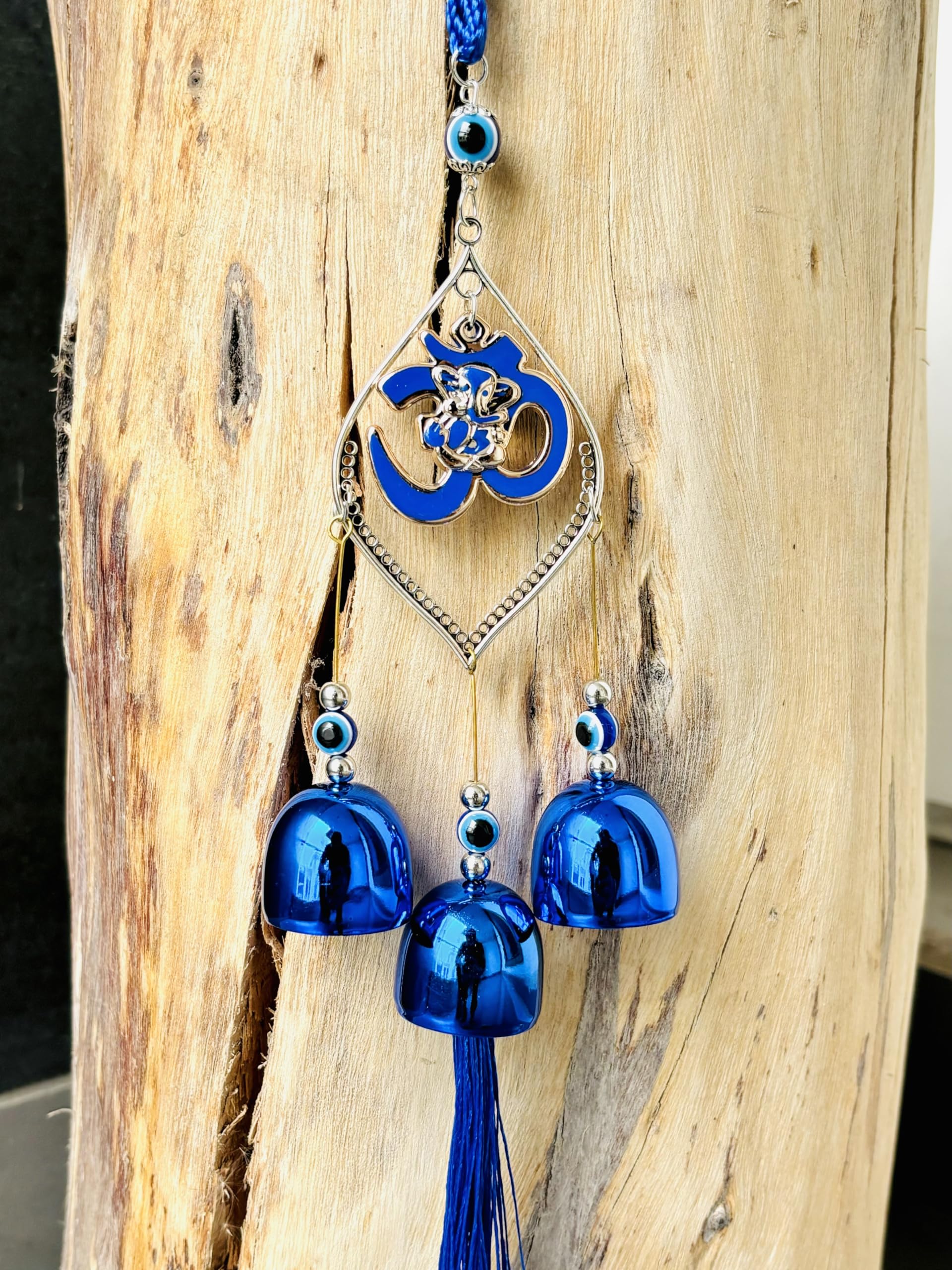 WS Evil Eye Wind Chime With Om 3 Bells for Home & Office - Brings Positive Vibes & Removes Negative Energy | Wall Hanging