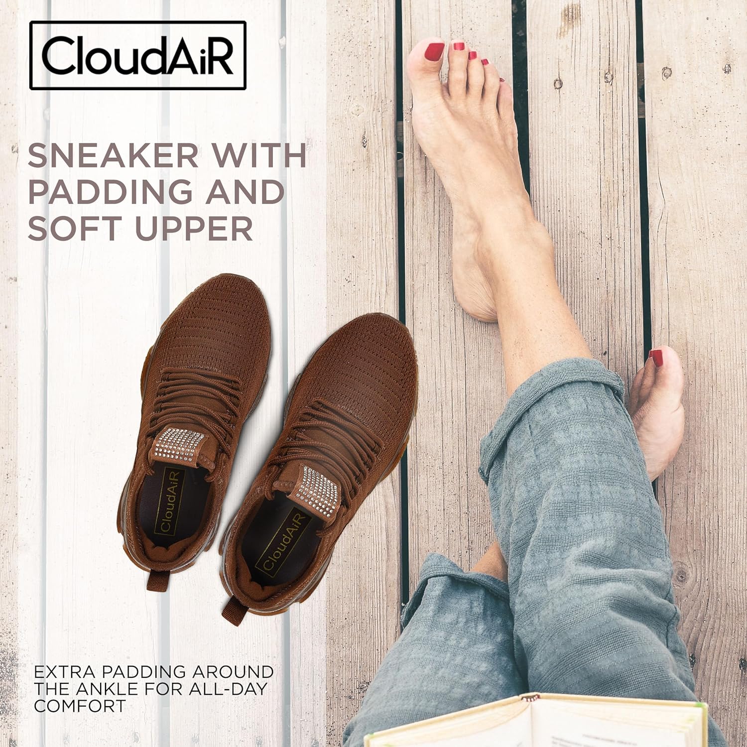 CLOUDAIR Vesta Women's Sneakers: Casual Running, Walking Arch Support Shoes, Lightweight Slip-On Sock Design, Non-Slip Work Shoes for Women, Comfortable Air Cushioned Platform Sneakers - Image 4