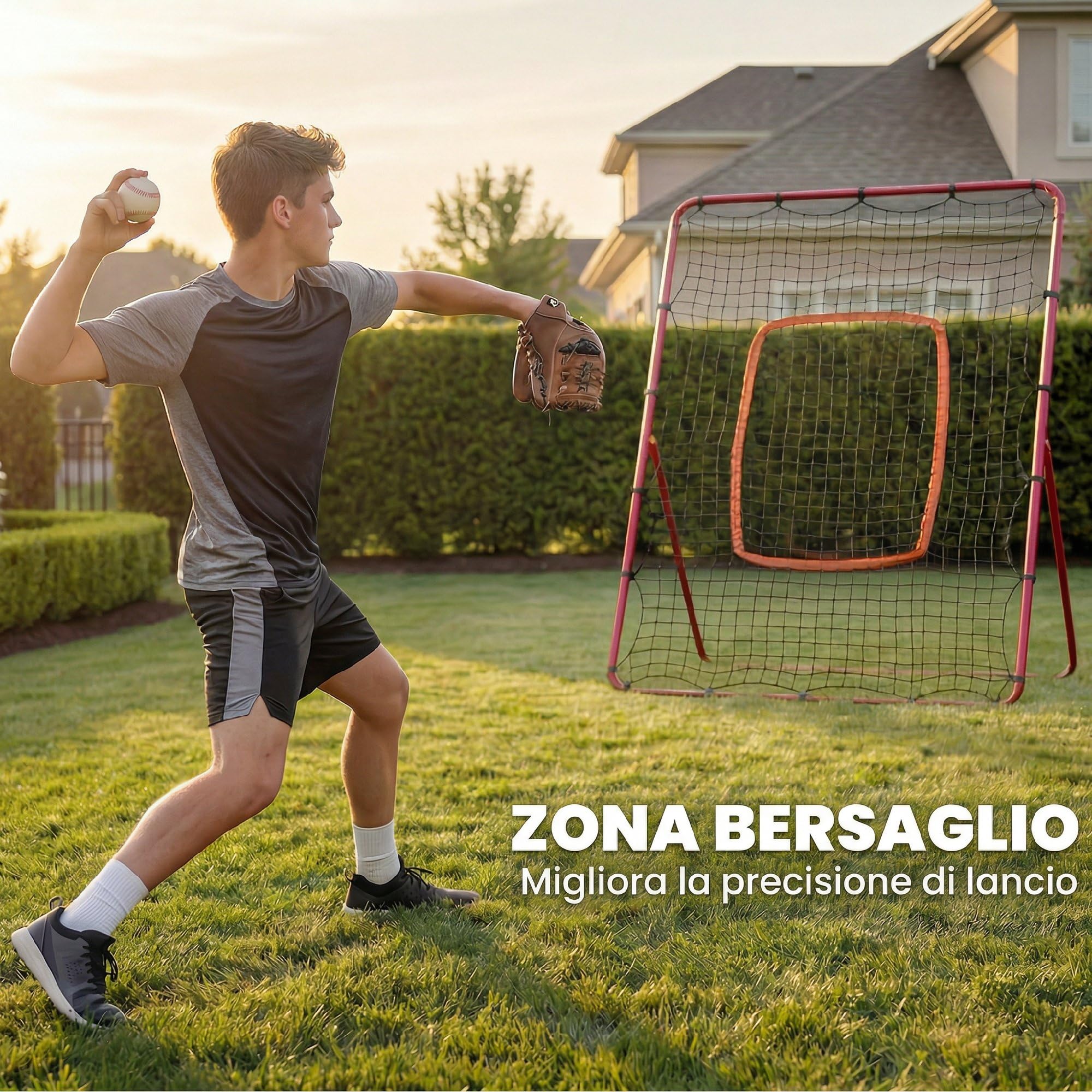 SPORTNOW Baseball-Rückprallnetz mit 4 verstellbaren Winkeln | Tragbarer Rebounder für Fußball, Baseball, Softball, Lacrosse – Wurf-, Pass-, Fangtraining
