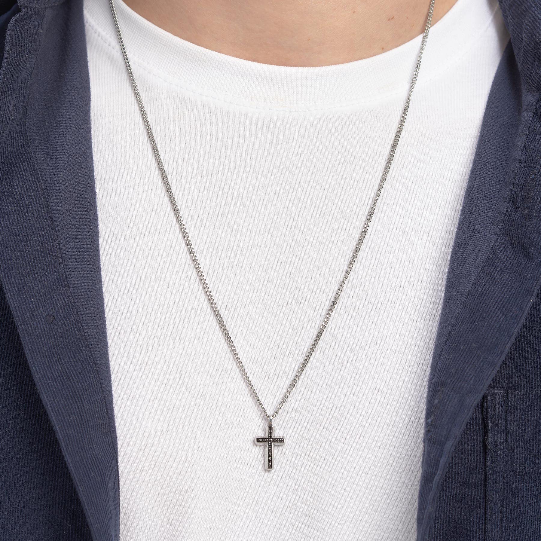 Brosway Collana Lunga in Acciaio | Collana Lunga Con Cubic Zirconia E Simbolo Croce | Collezione Backliner - BBC01