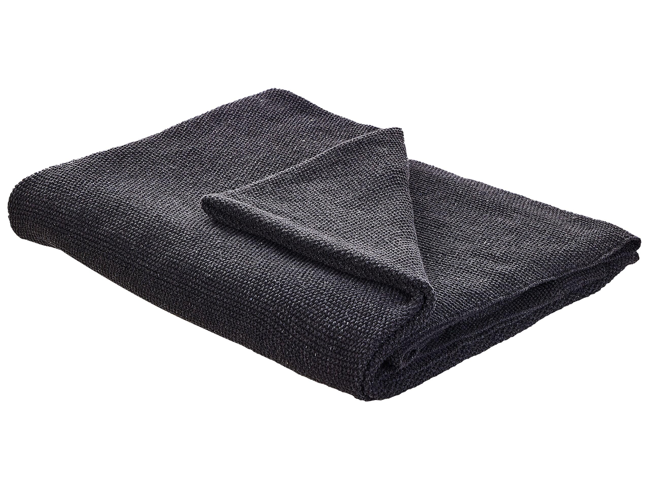 Manta de algodón gris oscuro 130 x 180 cm cama punto de cruz tamaño grande Asaka