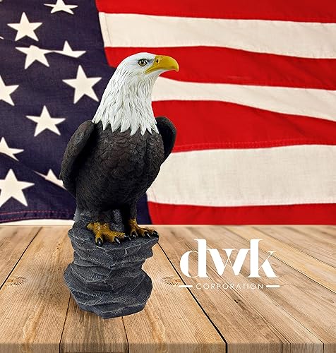 Miniatura 5 de DWK - Libertad - Majestuosa Estatua de escritorio de águila calva americana sobre roca, escultura patriótica de Estados Unidos, librero de oficina,