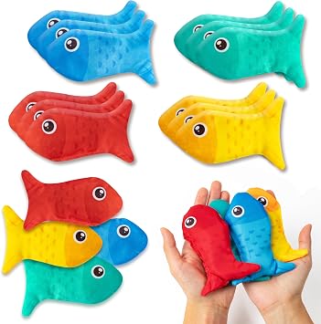 EYxsaxenk Fish Bean Bags for Tossing - 12Pcs Fish-Shaped Bean Bag Toss Game for Kids Outside Tossing Game Nylon Bean Bag Toy Indoor Outdoor Toy for Toddler Holiday Family Party Throwing Game Supplies