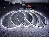 Vista 5 de FIA 17.5 pulgadas Super brillante blanco puro color sólido doble fila LED anillo de rueda luces interruptor/control remoto Ctrl luces LED llanta luz