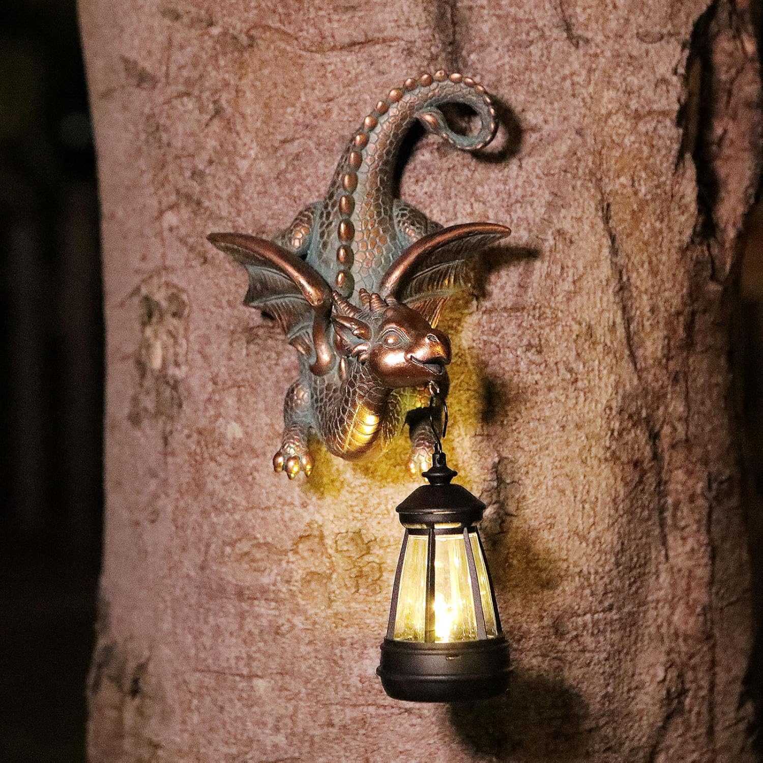 Garden Dragon Statue with Solar Light Outdoor Garden Decor for Outside Porch Patio Wall Tree Fence, Whimsical Yard Art Tree Hugger Decorations Figurine, Housewarming Gifts for Women Men Dragon Lovers - Image 8