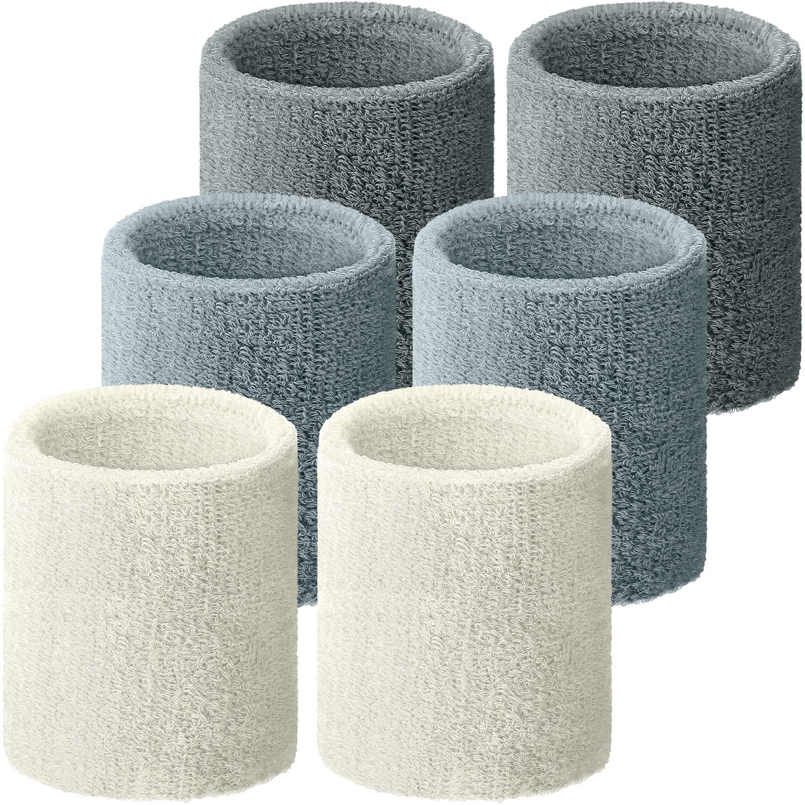 Willbond Wrist Sweatbands, Sports Sweatbands for Competition, Sweat Absorbent, for Basketball, Tennis, Football, Running and Work (Pack of 6)