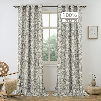 DriftAway Julia 100% Blackout Curtains Grommet 2 Panels, W52xL84, Gray