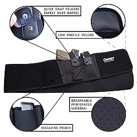 Belly Band Holster for Concealed Carry, Belly Gun Holster for Men Women, Waistband Holster, Airsoft Holster Fits Glock 19 17 42 43, Smith Wesson, Taurus, Ruger (M (40 and Under), Left)