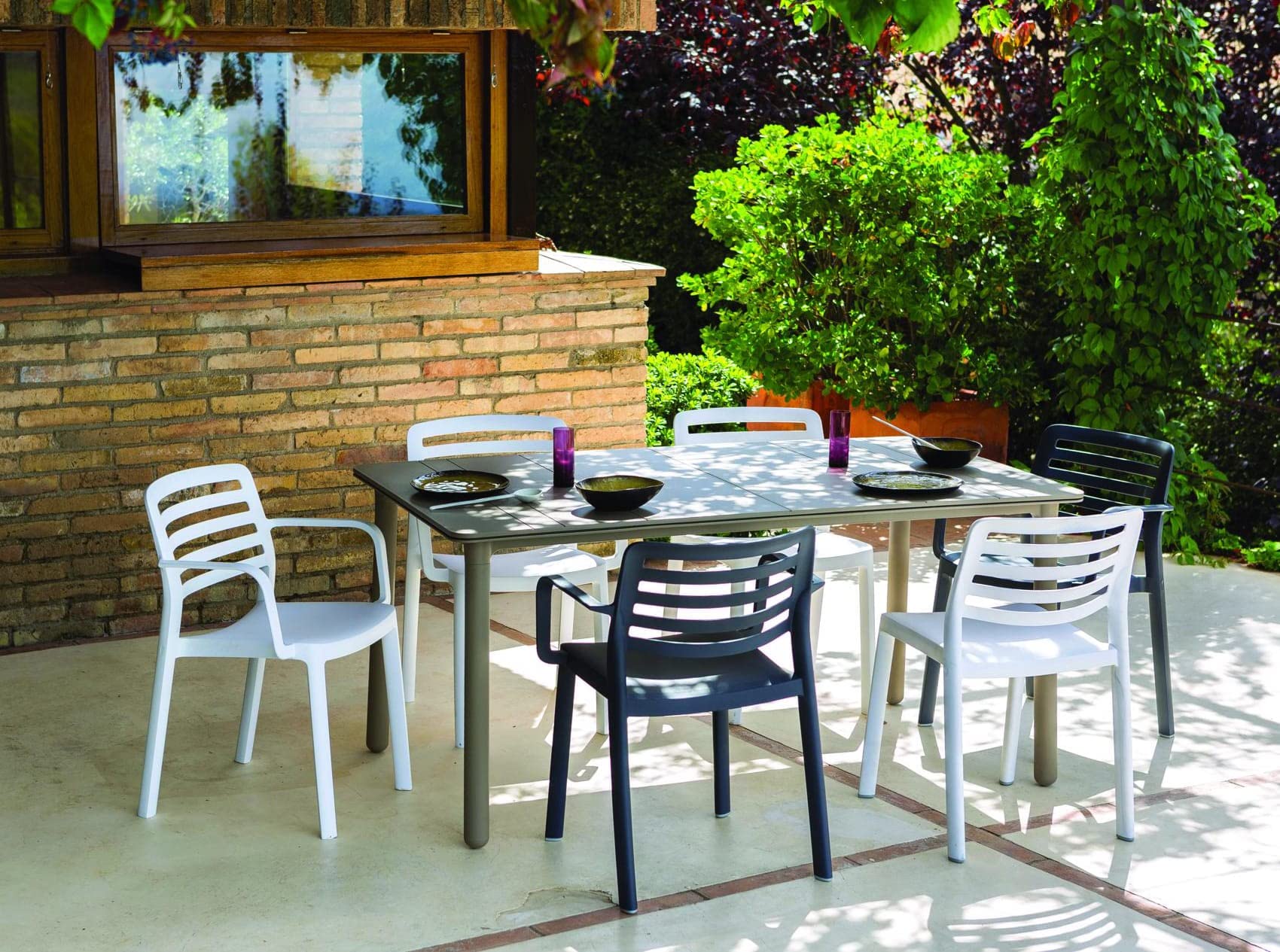GARBAR Wind Set 2 Silla con Brazos Interior, Exterior | jardín, terraza, balcón, Salon, Cocina, Comedor | diseño, Ligero, apilable | Arena