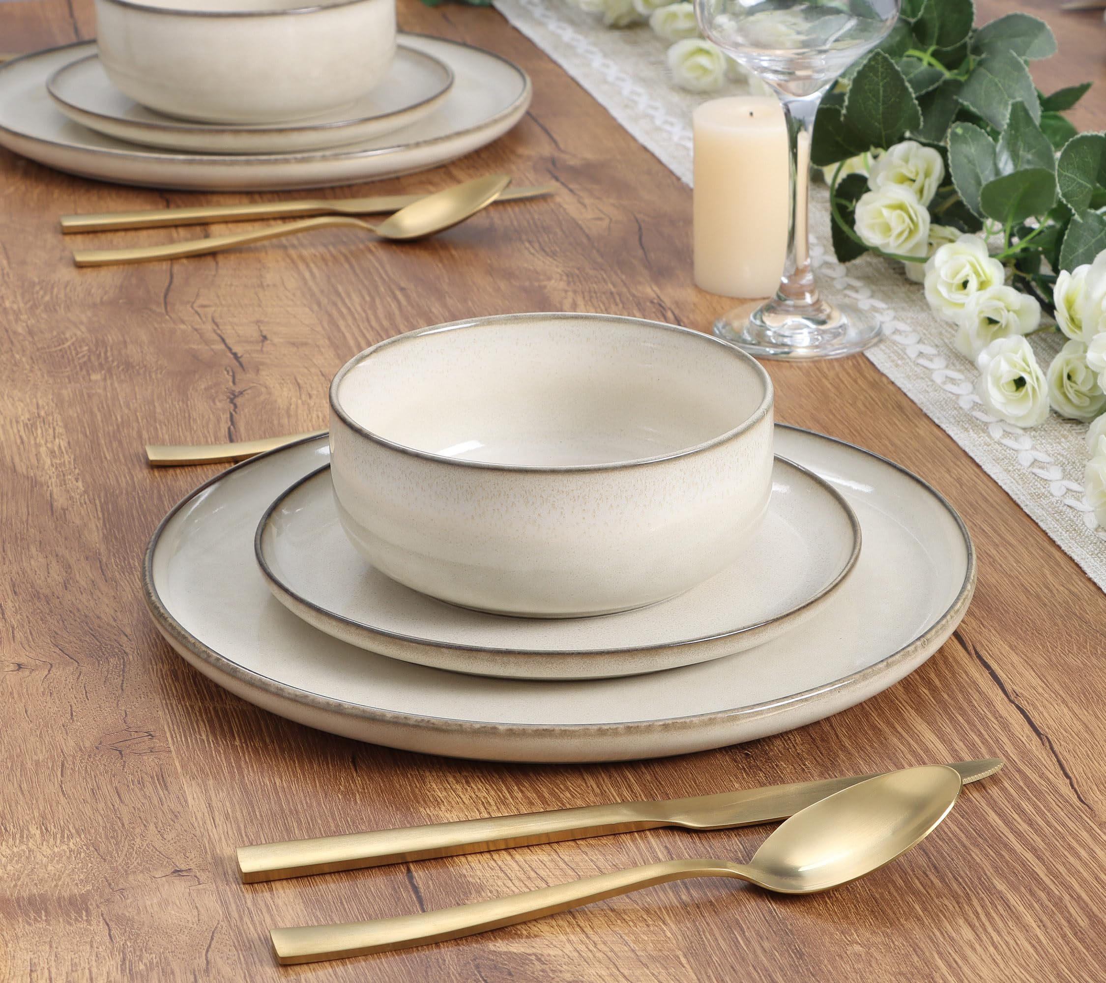 reactive glaze stoneware 12 piece dinner set