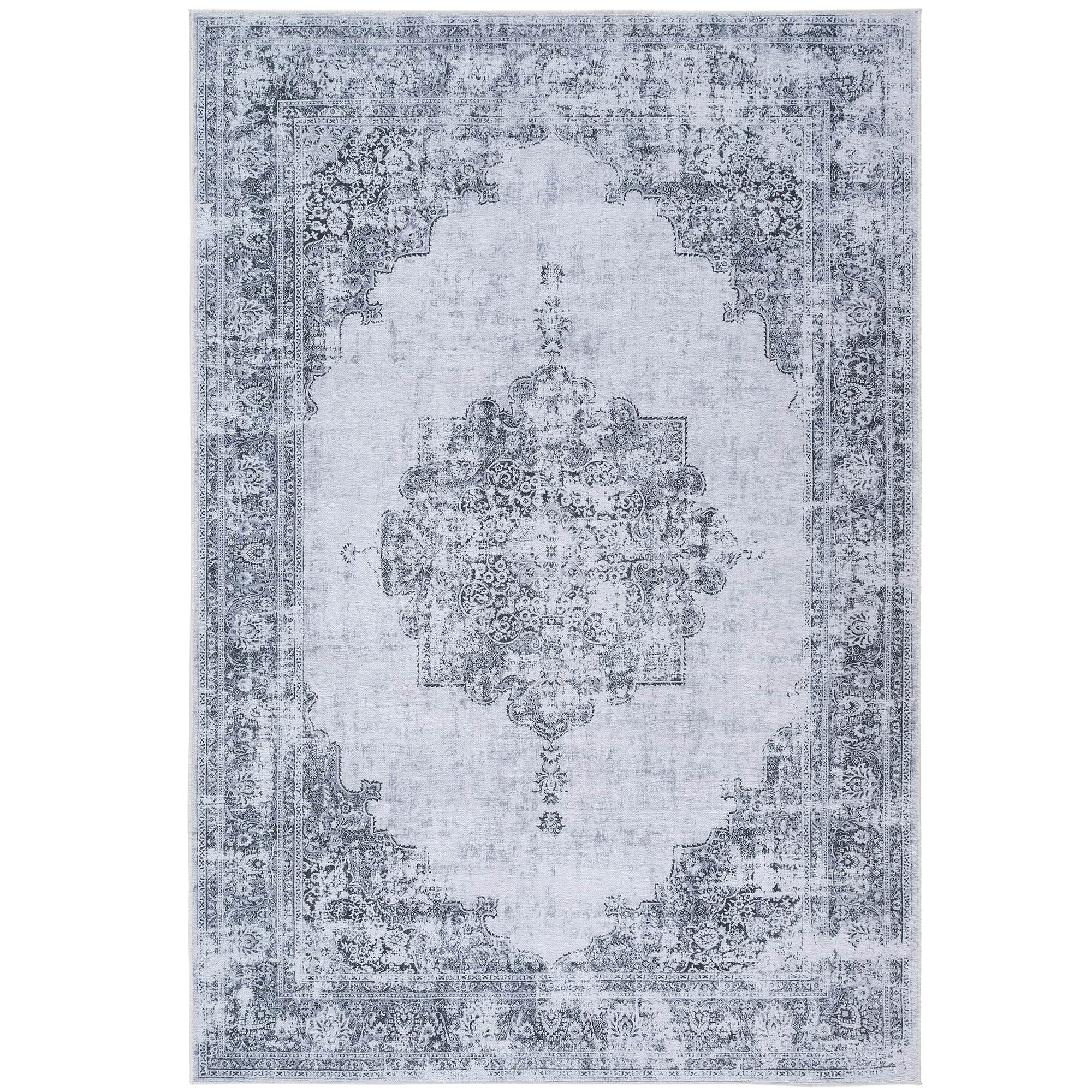 Tapis vintage argenté pour salon et chambre 80x150 cm TESSO LIVING