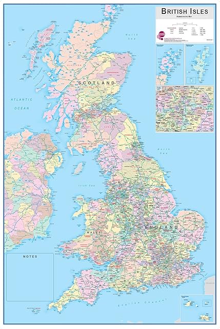 Wallpops WPE0593 British Isles Dry Erase Map - Multi-colour