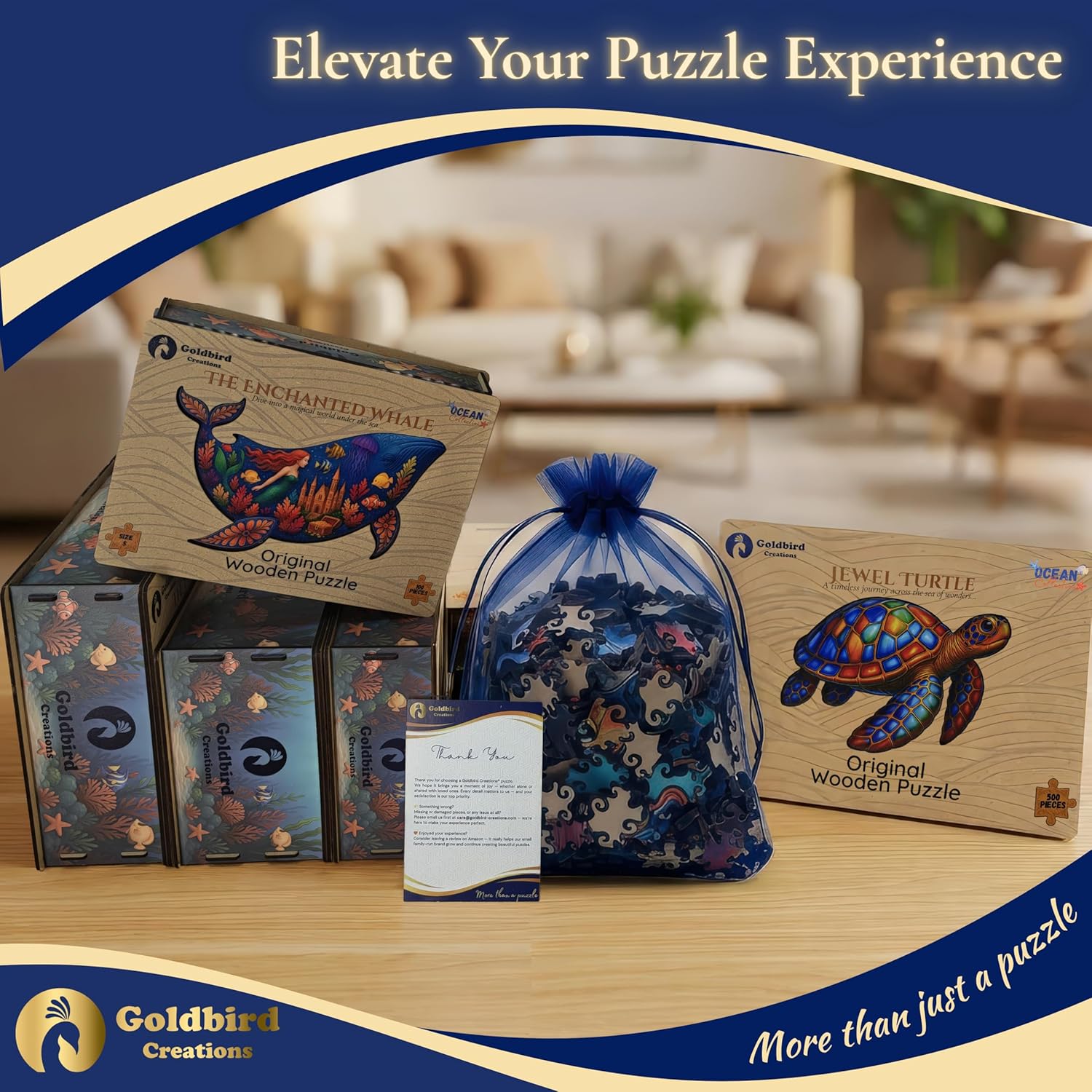 Wooden Puzzles for Adults - 200 Piece Puzzles for Adults - Unique Shaped Wood Puzzles Adult - Elegant Gift Box - Jewel Turtle Wooden Jigsaw Puzzle for Stress Relief - 16.5 × 11.8 in