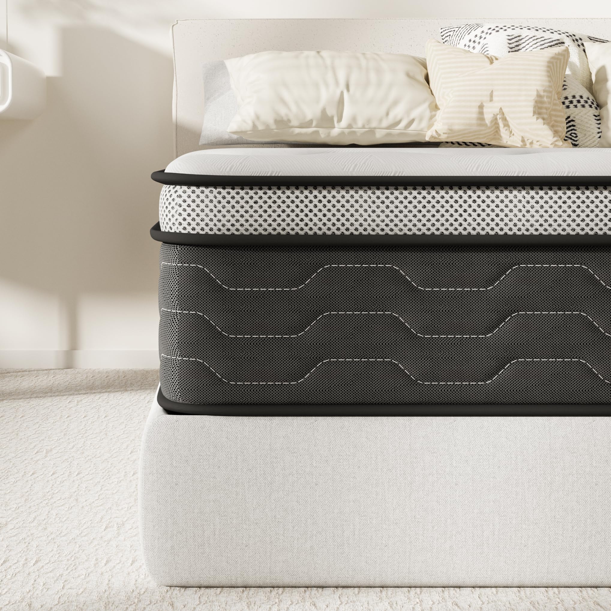 DEWINNER Colchon 90 x 190 | Altura 27 cm | Colchones Viscoelástico con Muelles Ensacados | 7 Zonas | Firmeza Media | Ideal para Habitaciones Pequeñas y Una Persona | Transpirable | Ergonómico