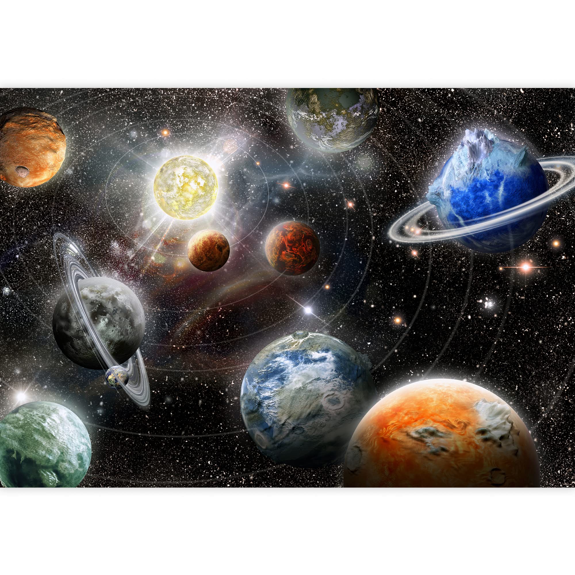 Amazon Com Idea4wall 臥室壁畫大宇宙巨型行星可拆卸壁紙可撕貼壁貼 254 0 X 365 8 公分 家居裝修