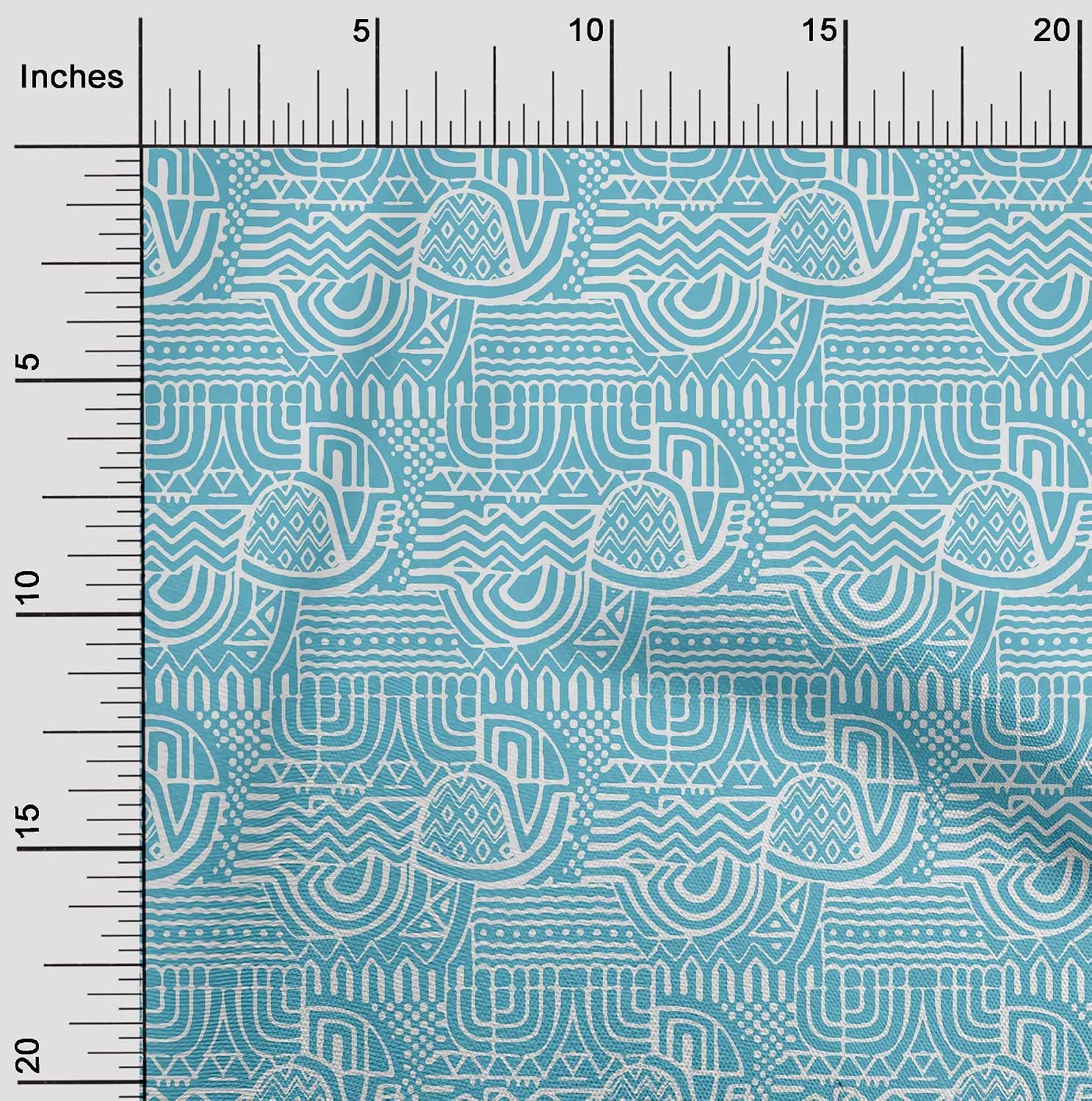 oneOone Viscose Chiffon Teal Blue Fabric Geometric African Fabric for Sewing Printed Craft Fabric by The Yard 42 Inch Wide