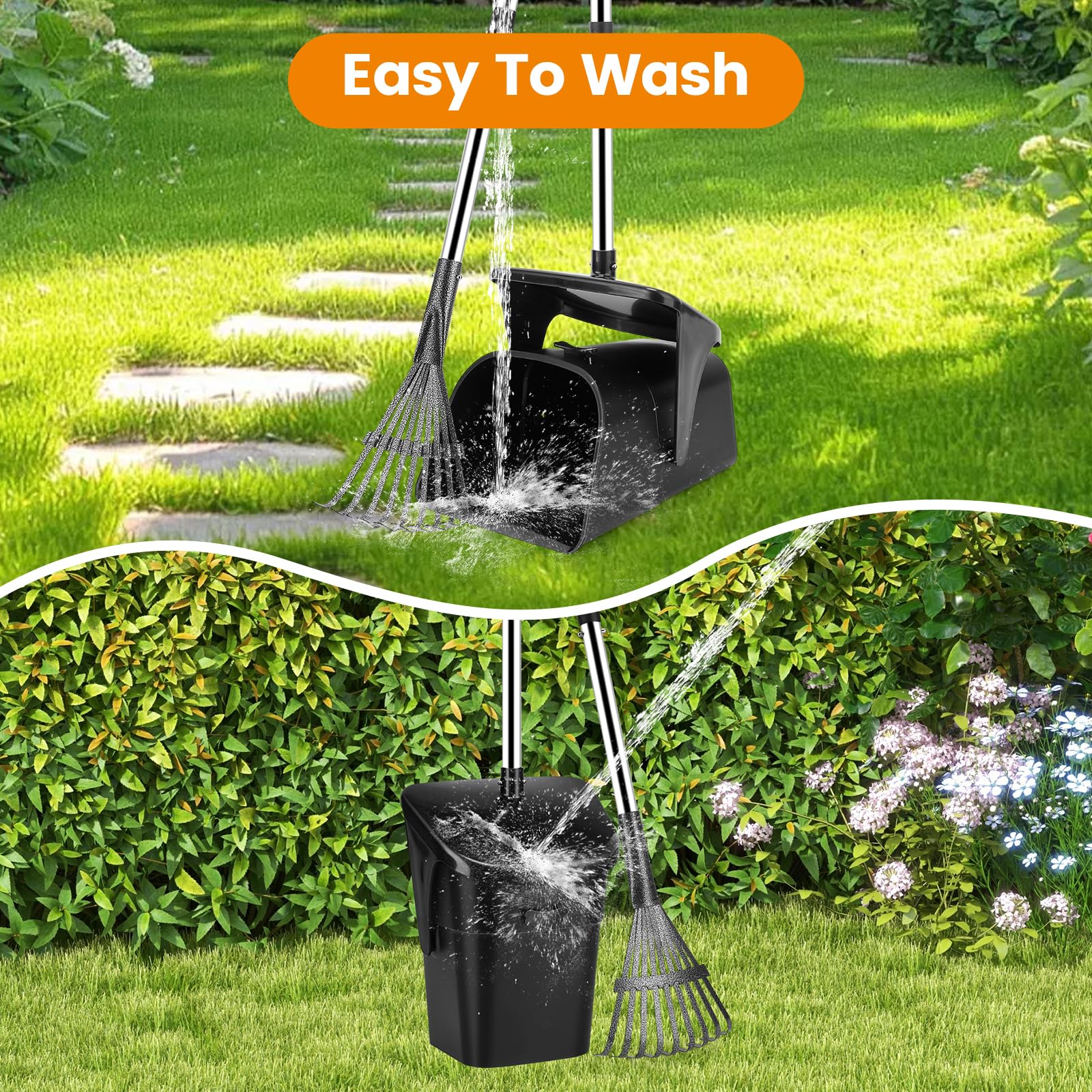 HAPPY HACHI Pala para Excrementos de Perros, 102 cm, Recogedor Giratorio y Rastrillo para Excrementos de Perros, con 20 Bolsas de Basura, para Perros Grandes (Cubo Giratorio y Rastrillo)