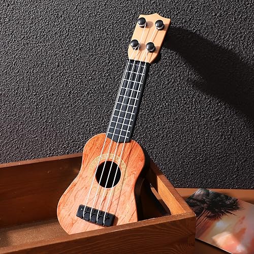 Miniatura 6 de Kisangel Mini ukelele de juguete para niños de 9.8 pulgadas, 4 cuerdas, instrumento musical de guitarra infantil, de plástico ligero, educación