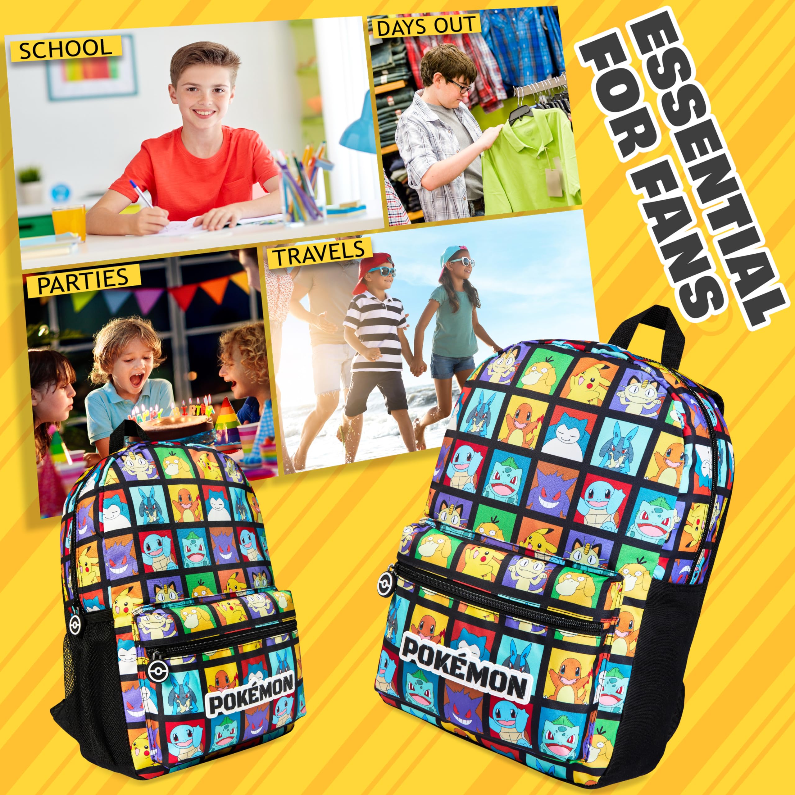 Pokémon Zainetto Bambino con Bottiglia D'acqua Tasca per la Scuola, i Viaggi (Multiplo)