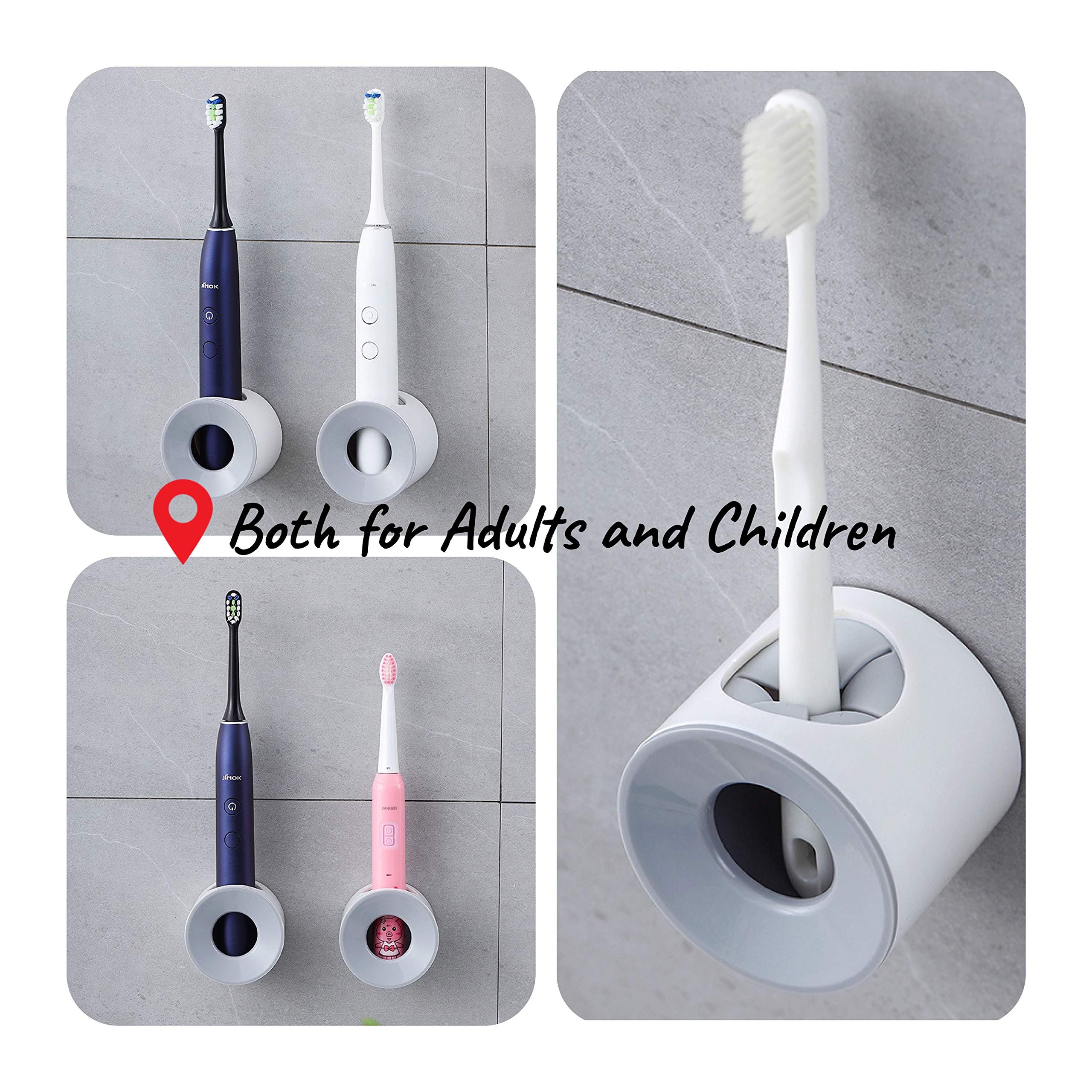 Toothbrush Holder Instant-Dry Organizer - Bathroom Countertop Organizer Kids Electric Toothbrush Toothpaste Holders - 7 Slots Bathroom Sink Accessories Storage Tooth Brush Counter Organization, Black