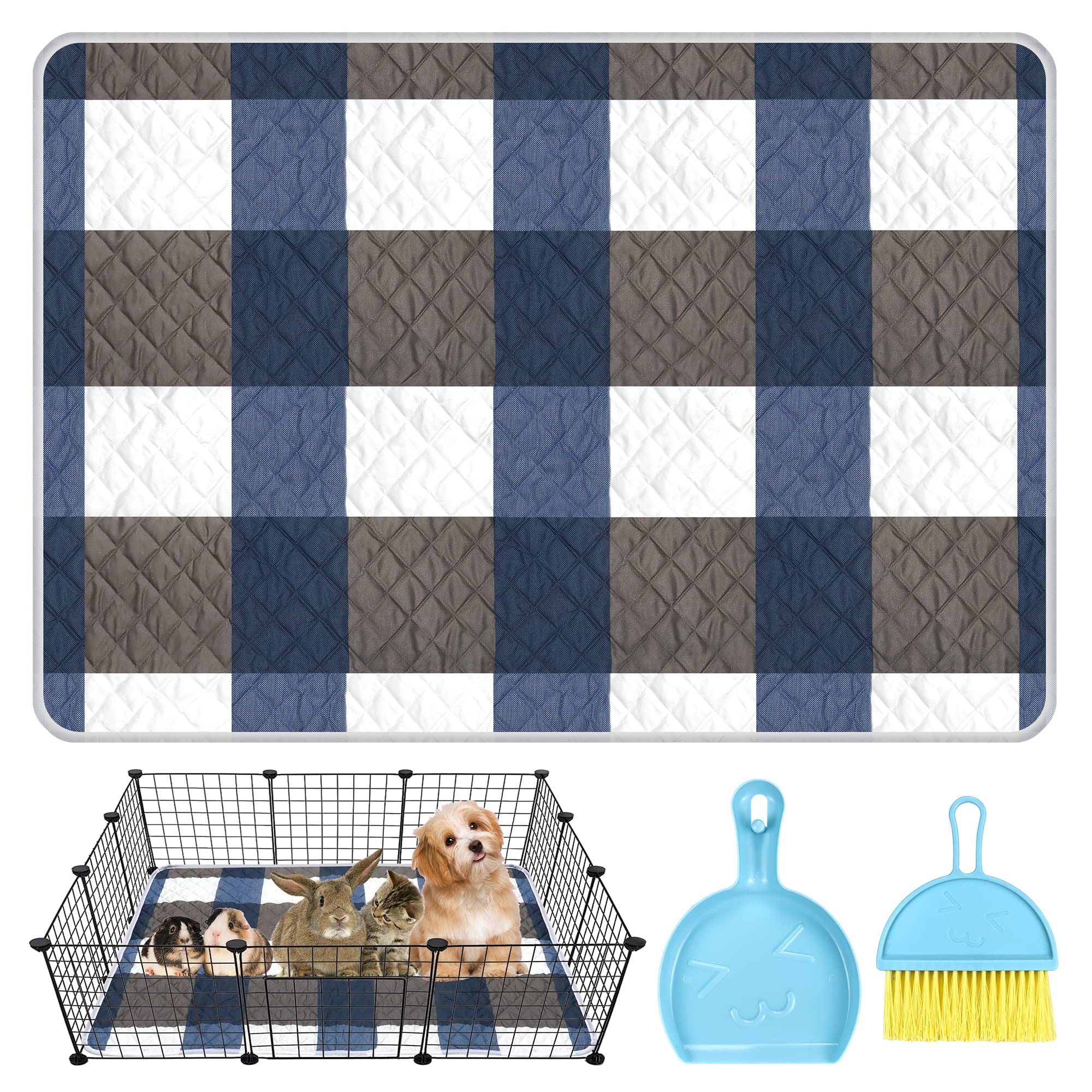 BaanflyLarge Guinea Pig Cage Liner with Cleaning Tool Set Hamster Pee Pad Bedding Washable &Air Dried Pee Pad, Absorbent Rabbit Cage Liner, for Small Animals Chinchillas Rabbits Bunny (31''x 47'')