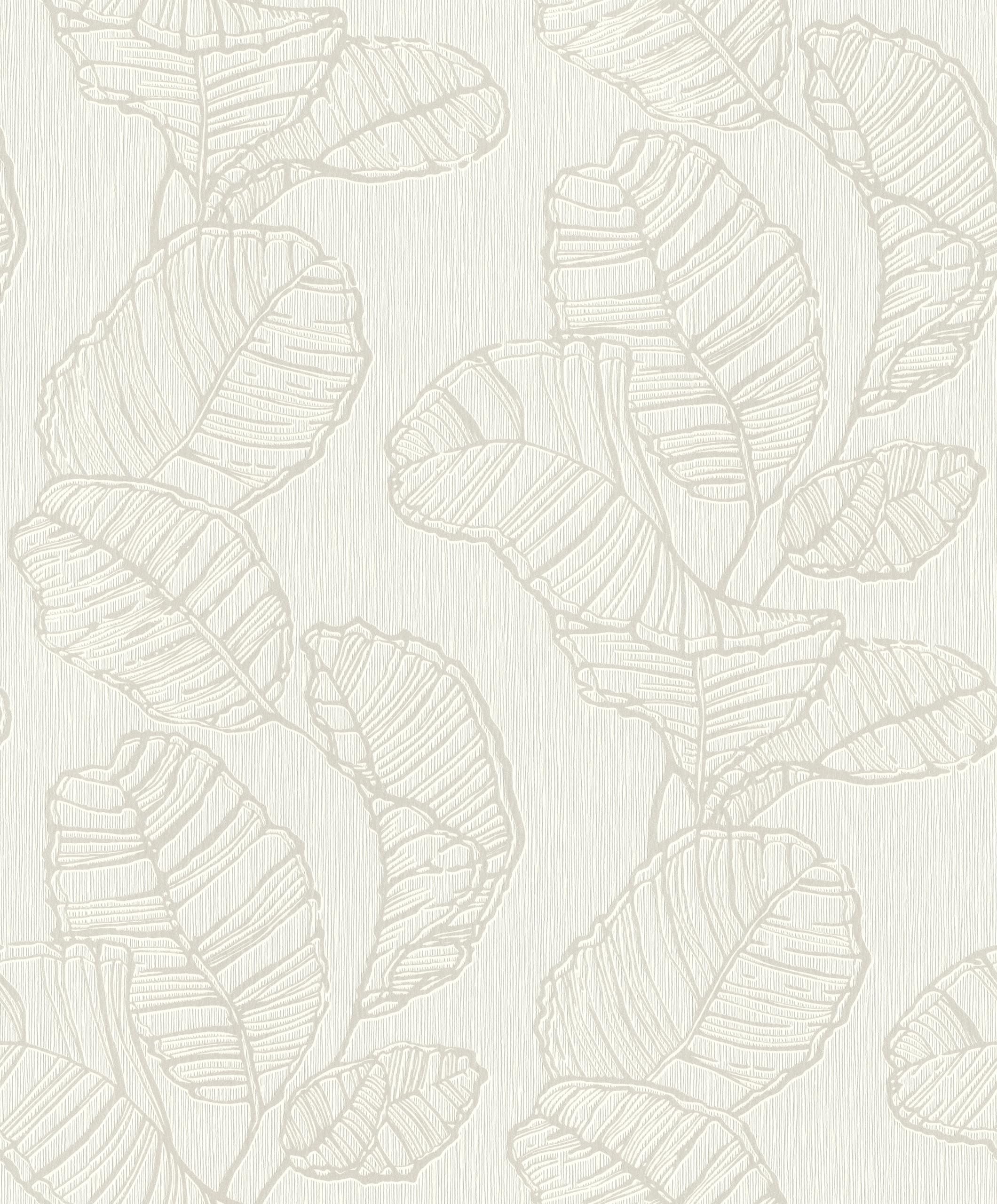Papier peint intissé Rasch feuilles blanches 10x0,53m pour salon