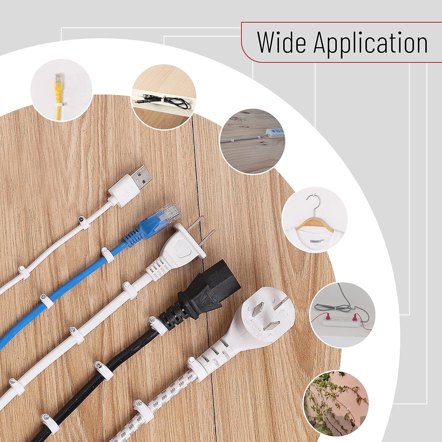 Bates- Cable Clips with Steel Nails, White, 360 pcs, 4mm 5mm 6mm 8mm 10mm, Wire Clips, Cord Clips, White Cable Clips, Ethernet Cable Clips, Cable Wire Clips, Coax Cable Clips, Cable Cord Clips.
