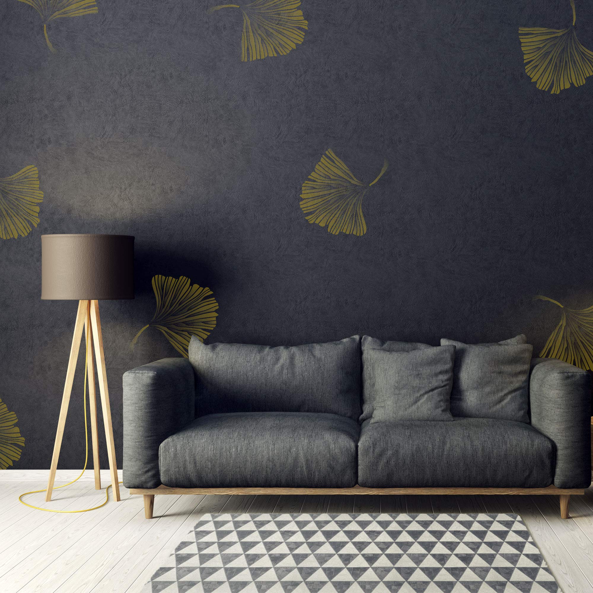 NAKLEO Stencil di Fiori per Pittura 59x95cm, Ginkgo Capelvenere Albero Modello per Pareti Grandi Dimensioni, Plastica e Riutilizzabile Fai Da Te Artigianato Decorazioni Casa, Muro Legno Tessuto Mobili