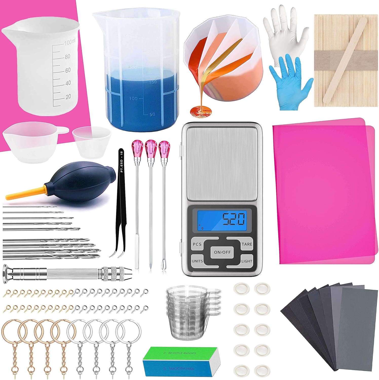 JILLSKY Silicone Resin Measuring Cups Tool Kit Epoxy