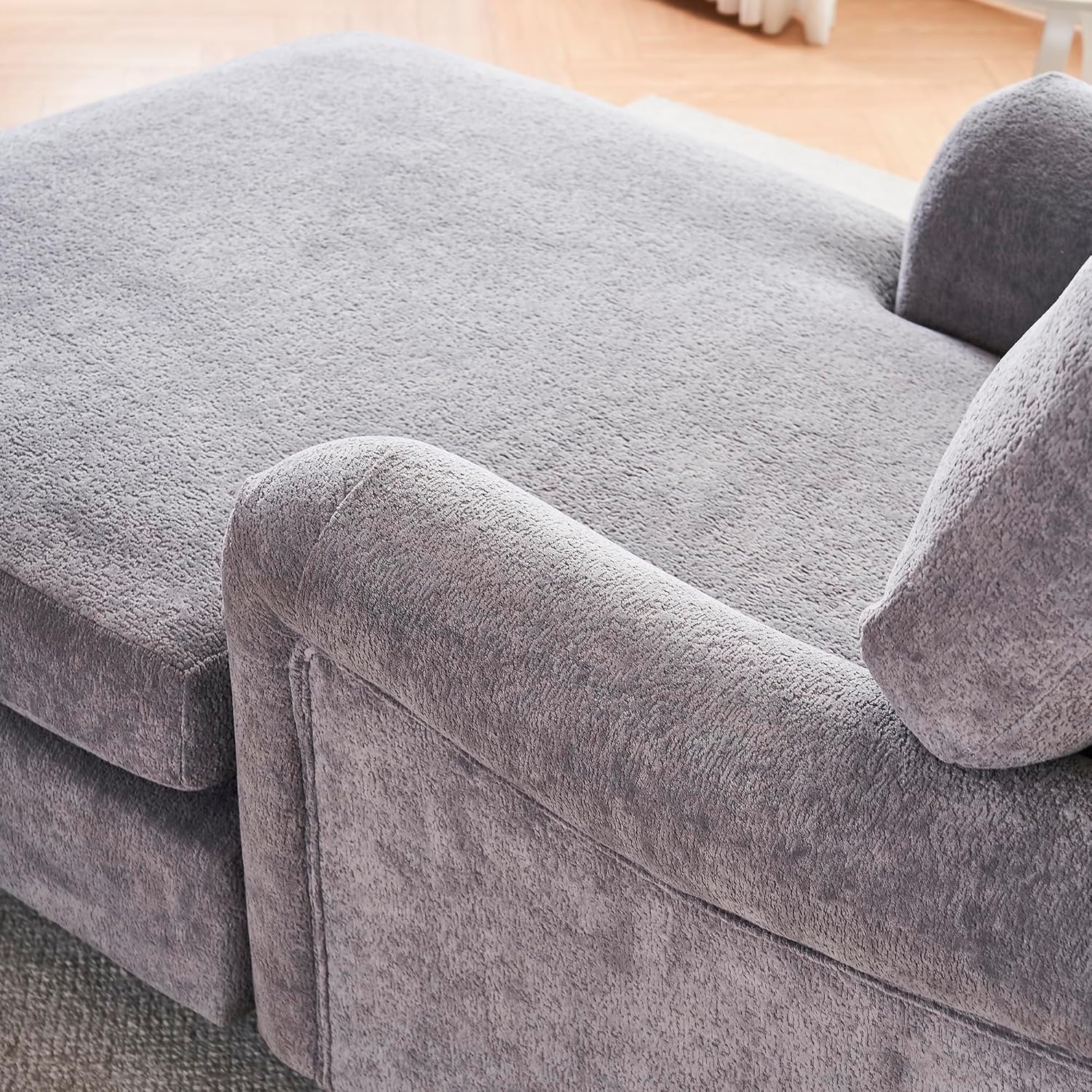 36.61'' Wide Modern Accent Chair with 4 Angles Adjustable Backrest, Upholstered Chaise Lounge Chair, Recliner Armchair & Ottoman Set for Living Room, Bedroom (Chenille Gray)