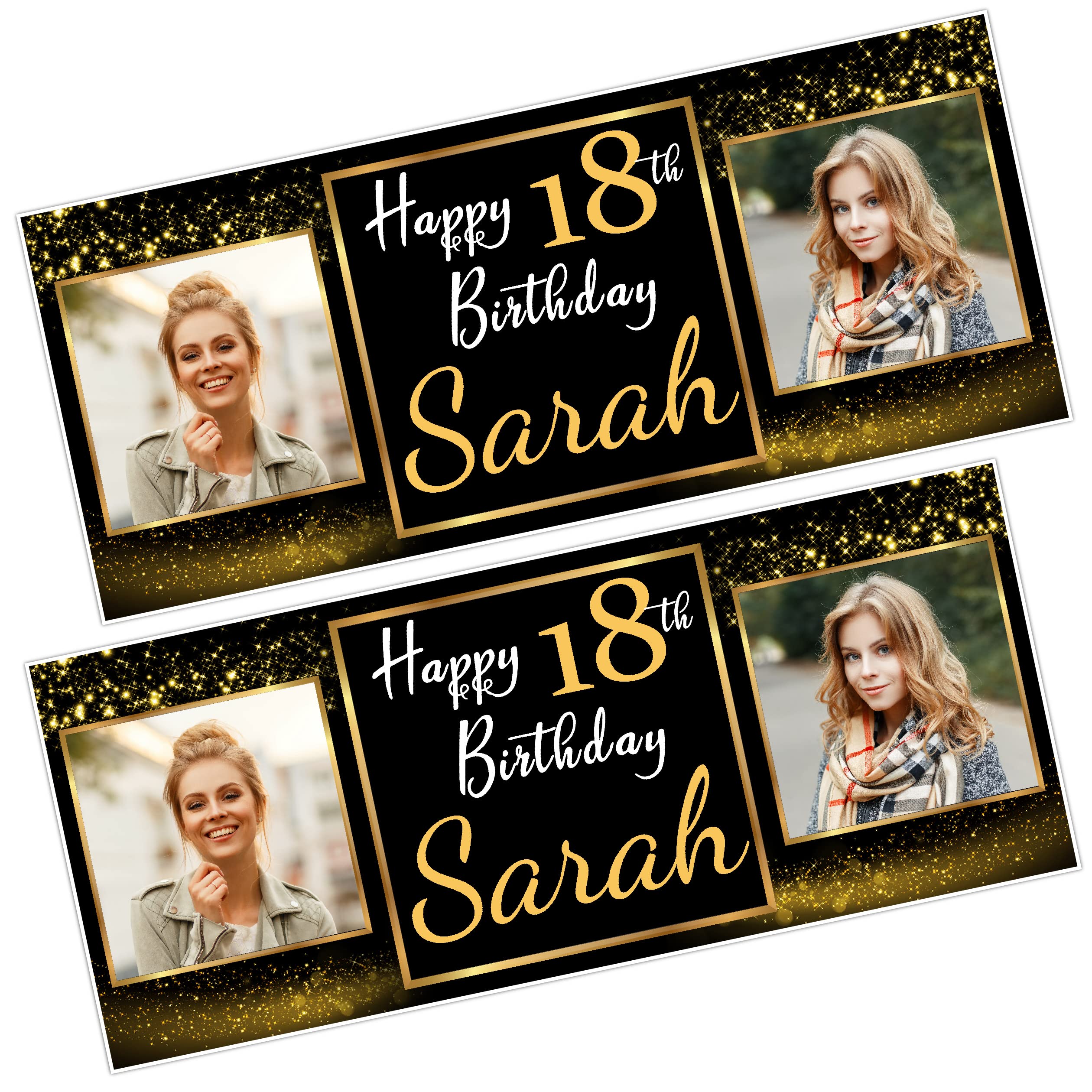 2 Personalised Birthday Banner Photos Children Baby Adults Kids Party 18th 21st 30th 40th 50th 60th 70th 80th Birthday Decorations N3