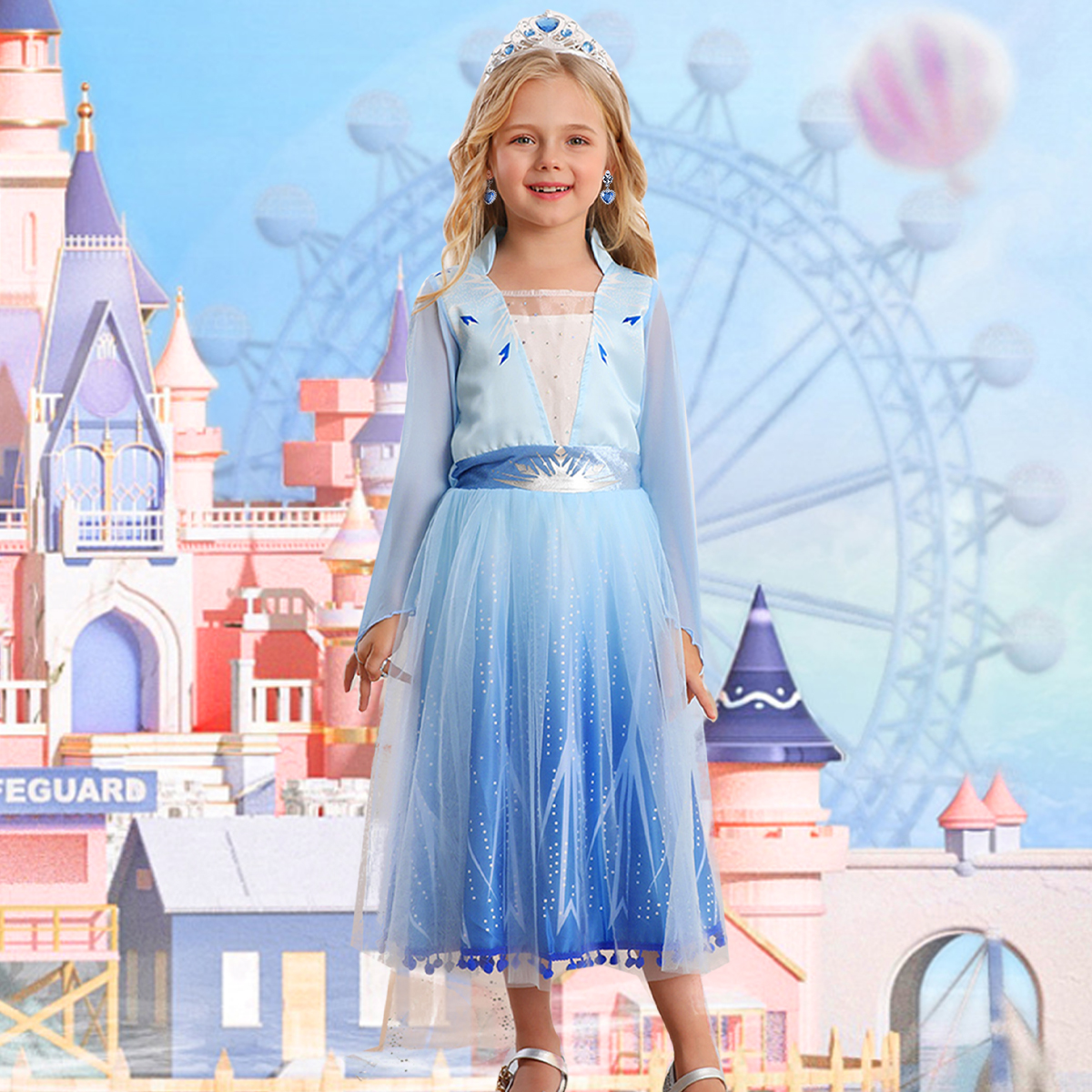 Disfraz de Princesa para Niñas 6-7 Años Azul con Accesorios miniatura 6