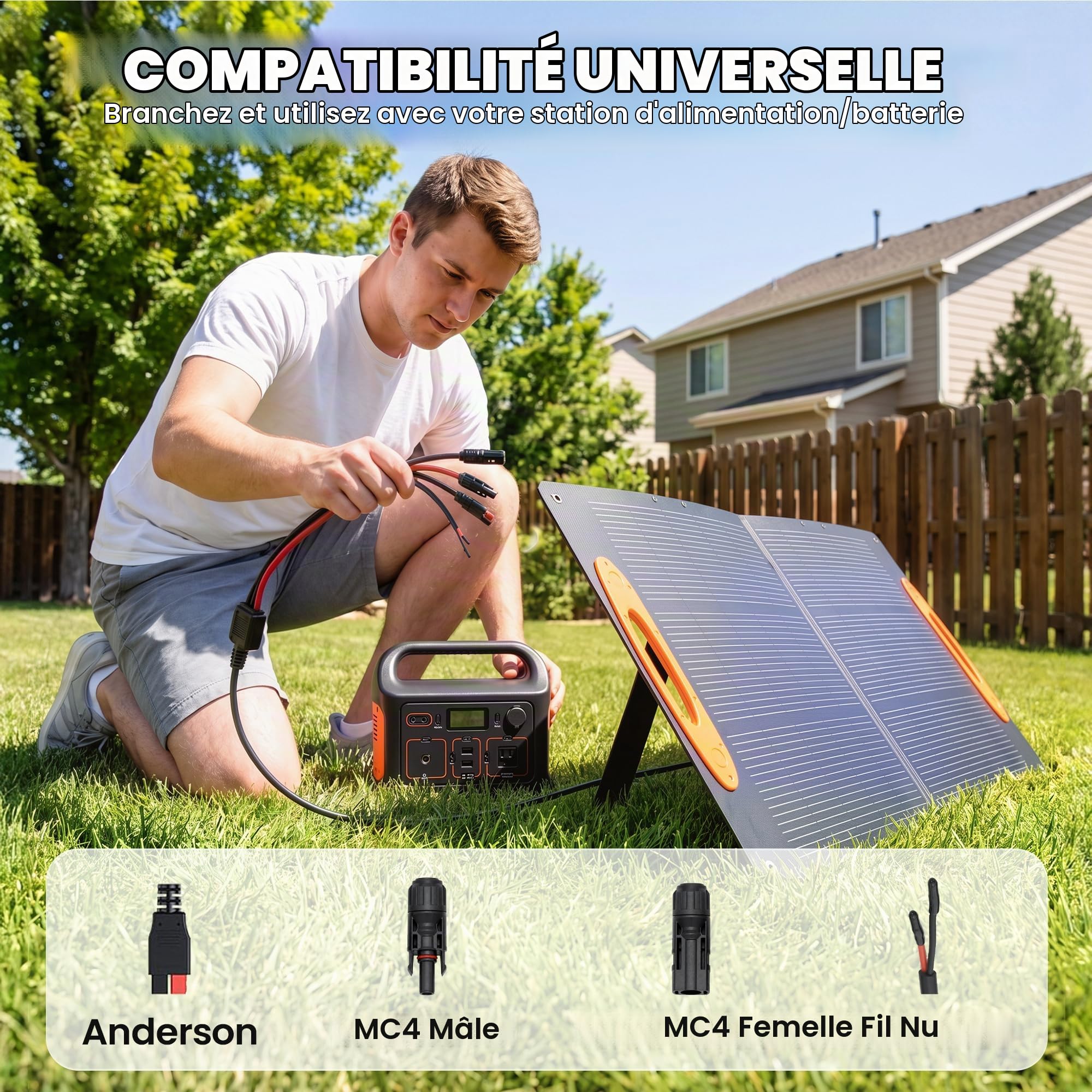 HOMCOM Panneau Solaire Pliable 100W USB-A & USB-C