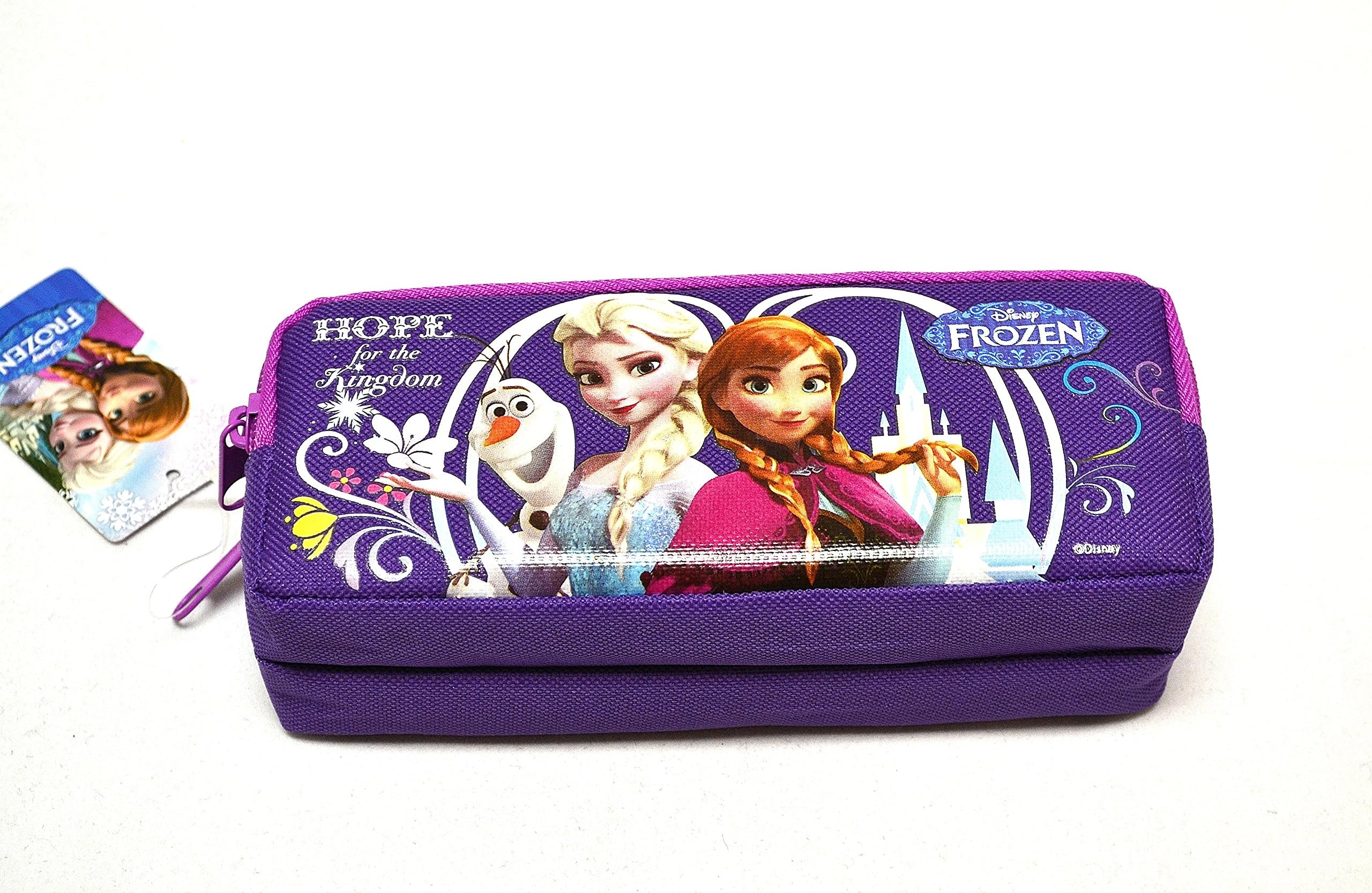 Purple Frozen Double Zipper Pencil Case