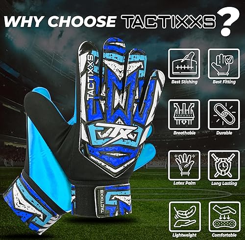 Miniatura 10 de Guantes de portero de fútbol para niños y jóvenes, guantes de portero de fútbol Funky antideslizantes de 0.157 in de látex con agarre fuerte