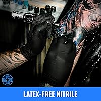 Vista 3 de Saniderm Guantes de tatuaje de nitrilo – Caja de 100 – Guantes desechables duraderos de 4.5 mil, sin polvo, sin látex