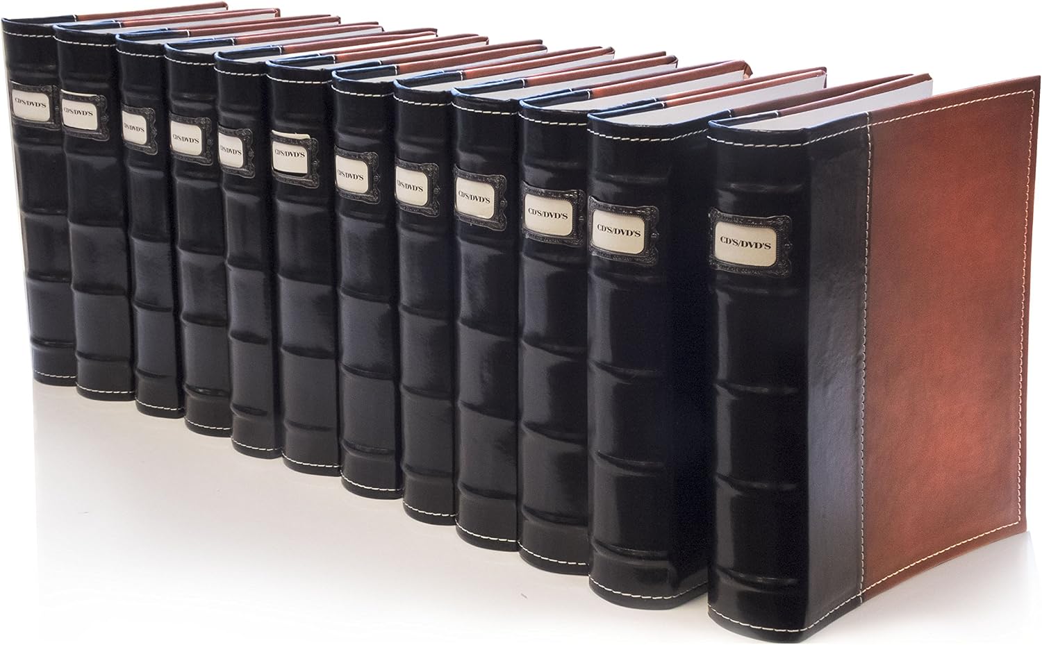 Get Cheap Price Bellagio-Italia Brown DVD Storage Binder Set - Stores Up to 576 DVDs, CDs, or Blu-Rays - Stores DVD Cover Art - Acid-Free Sheets
