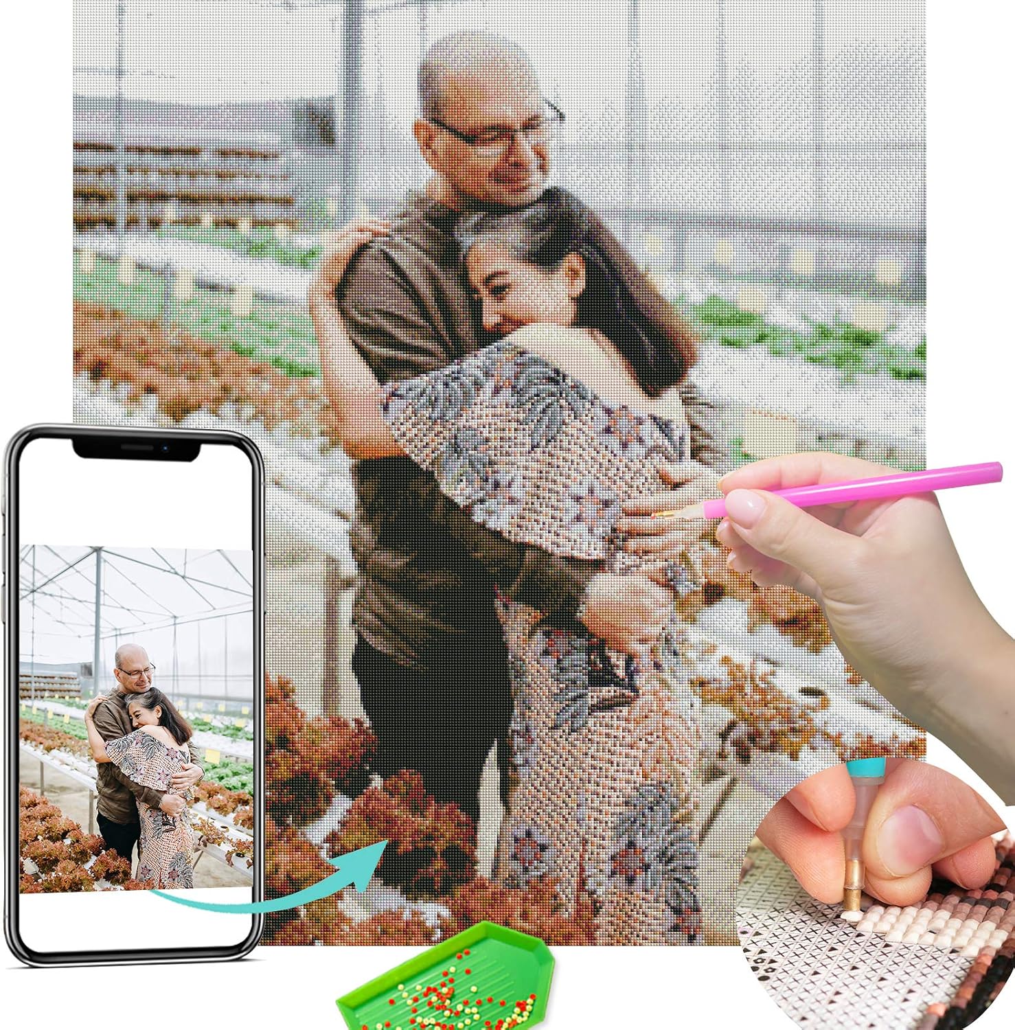 VATO Photo to Custom Diamond Painting Kits for Adults,Your Own Private Picture Personalized Customized Gift,Square Full Drill, (50X50cm/20x20in)