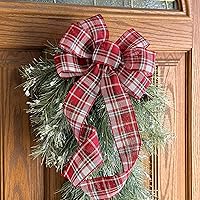 Vista 45 de Arco de corona de arpillera negra con alambre, 10 pulgadas de ancho, colas largas de 18 pulgadas, cinta de Navidad, decoración de puerta delantera