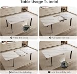 HIPIHOM Extendable Dining Table Set for 6-8 People, 63 to 78.7 Inch MDF Kitchen Table with 6 Upholstered Chairs, Space-Saving for Dining Room, Breakfast Nook(White Table & 6 White Chairs)