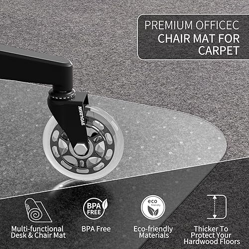 Miniatura 6 de WASJOYE Tapete para silla de oficina, 36 x 48 pulgadas, transparente, con tachuelas antideslizantes para silla de computadora, escritorio, silla