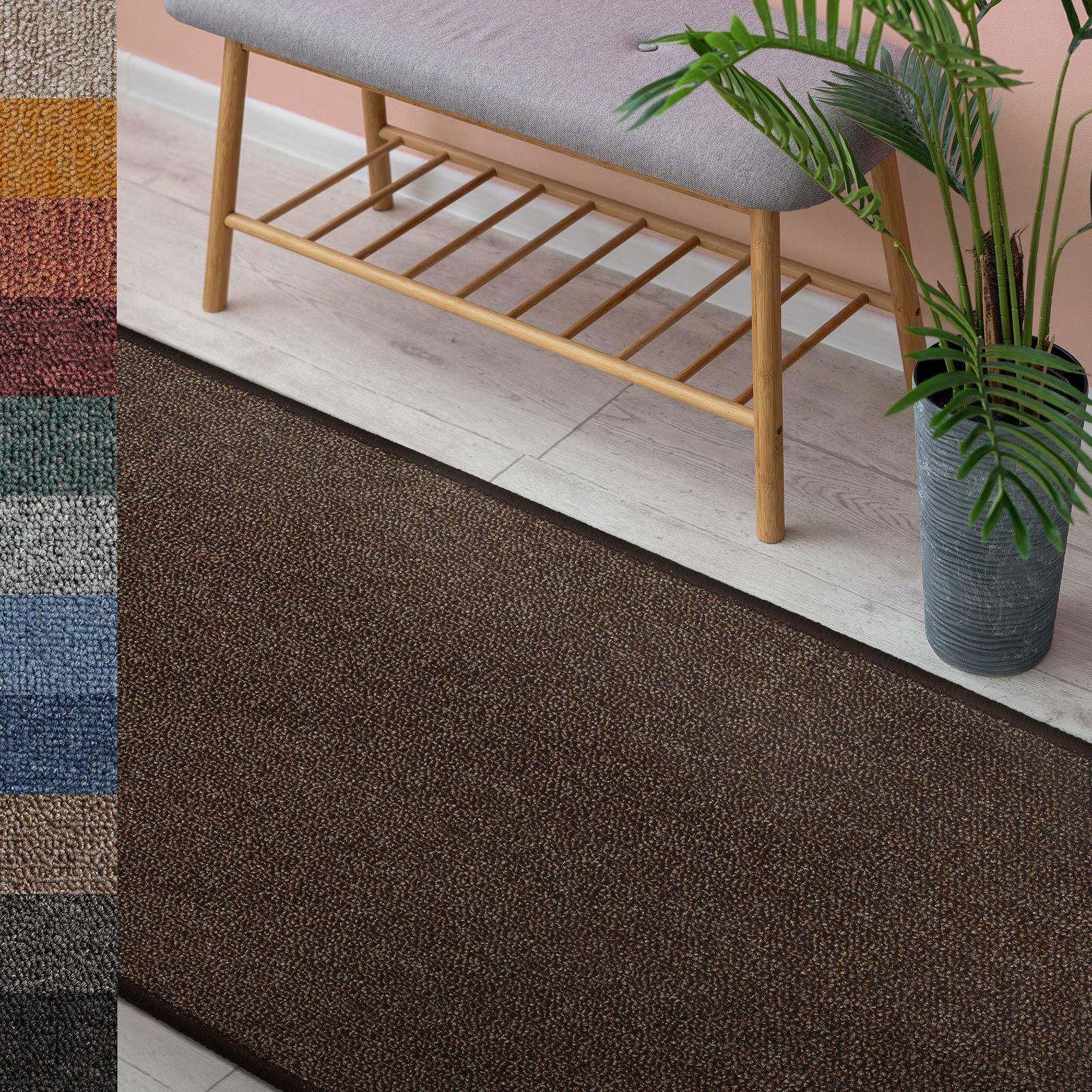 Floordirekt Dark Brown 91 Carpet Floor Runner London, Living Room Runner Rug For Hallway, Kitchen And Bedroom, Durable And Easy To Clean Carpet Floor Mat (67 X 500 Cm, )