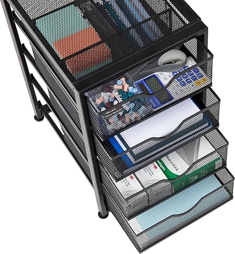 Miniatura 4 de Mind Reader Cajones de almacenamiento de archivos, organizador de escritorio, almacenamiento de archivos, oficina, malla de metal, 10.25 pulgadas de