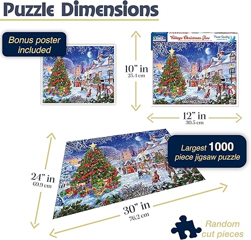 Miniatura 3 de White Mountain Village - Rompecabezas de Navidad de 1000 piezas para invierno