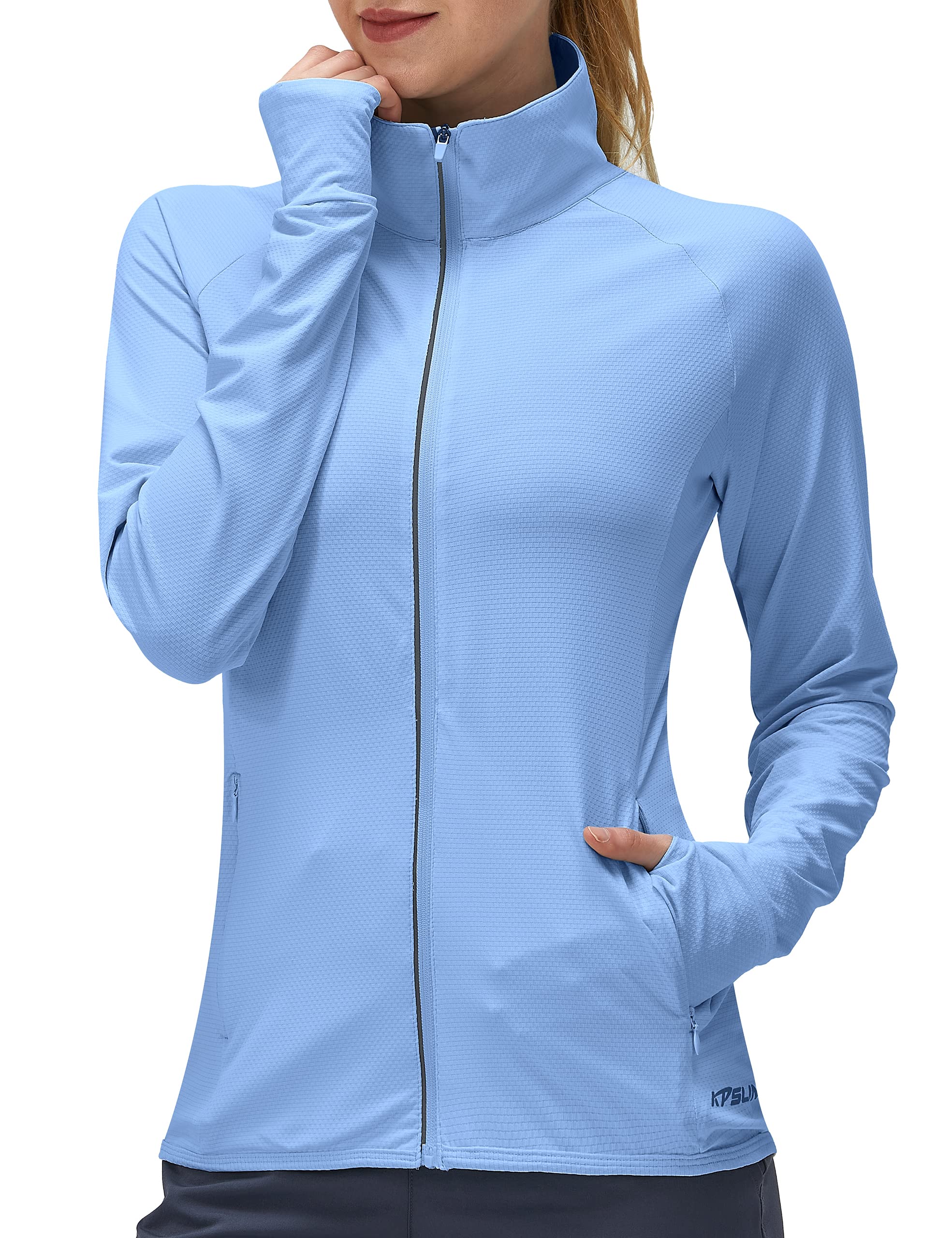 Women's UPF 50+ UV Sun Protection Clothing Long Sleeve Athletic Hiking Shirts Lightweight SPF Zip Up Outdoor Jacket